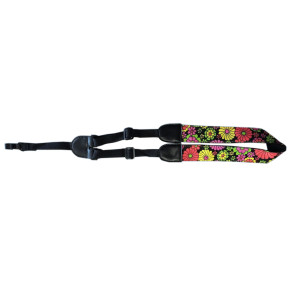Řemen pro ukulele FZone  S-012 květinový vzor černý