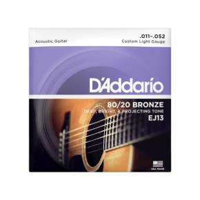 Struny kovové pro akustickou kytaru D'Addario  EJ13 80/20 Bronze Custom Light .011 - .052