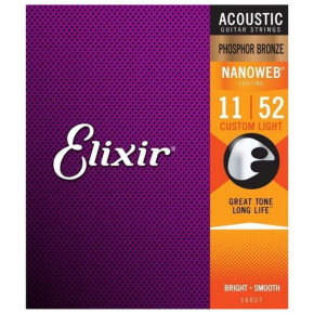 Struny kovové pro akustickou kytaru Elixir  16027 PB Custom Light 11/52