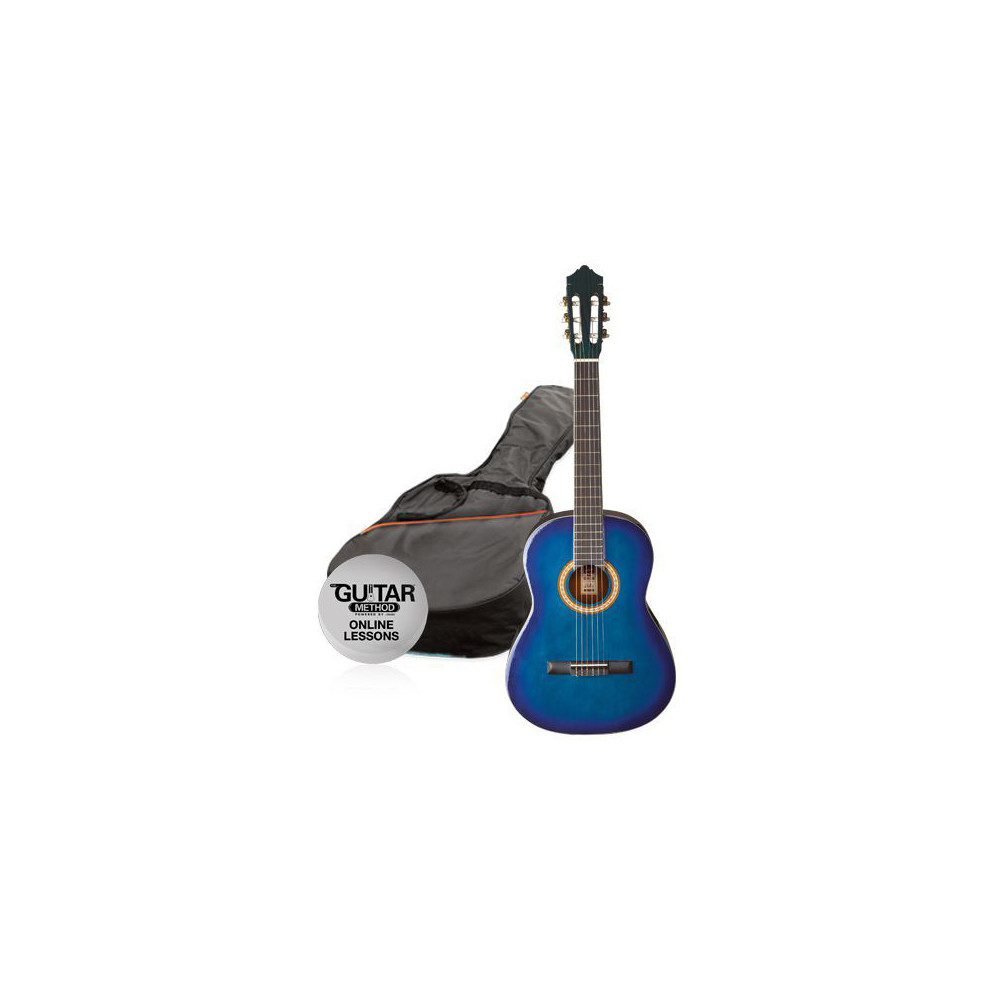 Fotografie Klasická kytara paket 1/2 Ashton SPCG 12 TBB Pack (modrá)