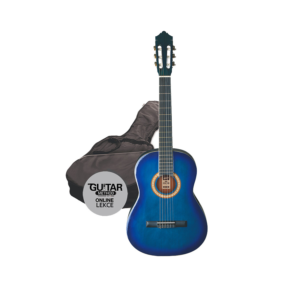 Fotografie Klasická kytara paket 4/4 Ashton SPCG 44 TBB Pack (modrá)