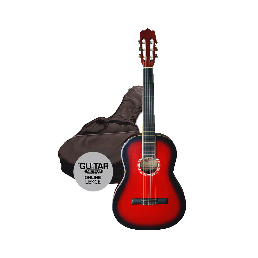 Fotografie Klasická kytara paket 4/4 Ashton SPCG 44 TRB Pack (červená)
