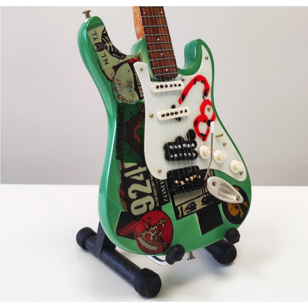 Fotografie Miniatura kytary Music Legends PPT-MK072 Billie Joe Armstrong Green Day Fernandes Stratocaster Blue