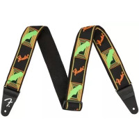 Fender Neon Monogrammed Strap, Green and Orange