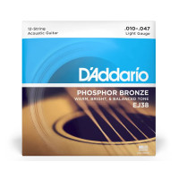 Struny kovové pro 12strunnou kytaru D'Addario  EJ38 Phosphor Bronze Light - 10/47