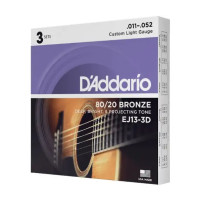 Struny kovové pro akustickou kytaru D'Addario  EJ13-3D 80/20 Bronze Custom Light 11/52