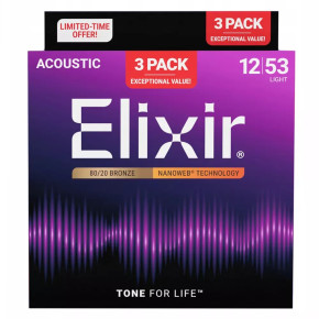 Elixir 16564 Nanoweb 11-52 3-Pack