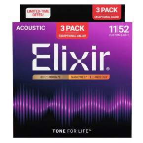 Elixir 16564 Nanoweb 11-52 3-Pack