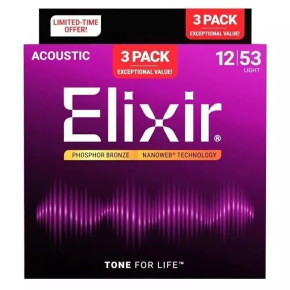 Elixir 16569 Nanoweb 12-53 3-Pack
