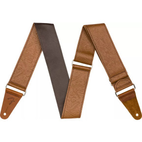Fender 2 Tooled Leather Strap BRN