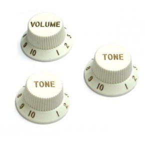 Kryt potenciometru Fender  Knobs Set, Volume+2x Tone, Strat, White