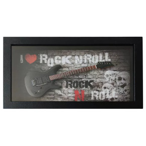 Miniatura kytary Music Legends PPT-MKB001 I Love Rock´n´Roll Black Double Cut Guitar