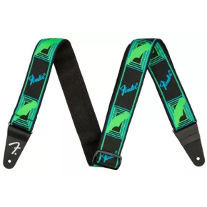 Fender Neon Monogrammed Strap, Blue and Green