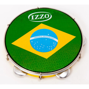 Tamburína Izzo  3438AM Pandeiro 10" ABS Brazilian Flag Amarelo